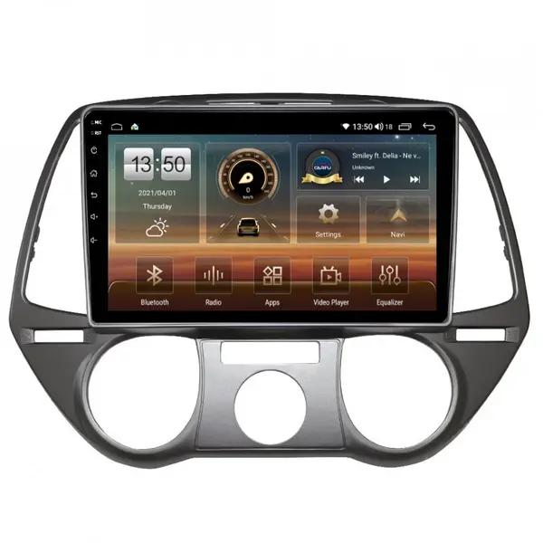 Navigatie dedicata cu Android Hyundai i20 2008 - 2012, clima manuala, 6GB RAM, Radio GPS Dual Zone, Display HD QLED 9" Touchscreen, Internet Wi-Fi si slot SIM 4G, Bluetooth, MirrorLink, USB