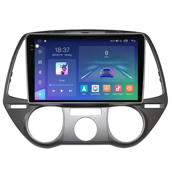 Navigatie dedicata cu Android Hyundai i20 2008 - 2012, clima manuala, 8GB RAM, Radio GPS Dual Zone, Display 2K QLED 9.5" Touchscreen, Internet Wi-Fi si slot SIM 4G, Bluetooth, MirrorLink, USB