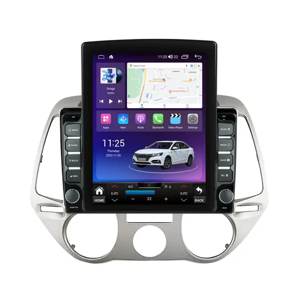 Navigatie dedicata cu Android Hyundai i20 2008 - 2012, clima manuala, 8GB RAM, Radio GPS Dual Zone, Touchscreen IPS 9.7" HD tip Tesla, Internet Wi-Fi si slot SIM 4G, Bluetooth, MirrorLink, USB