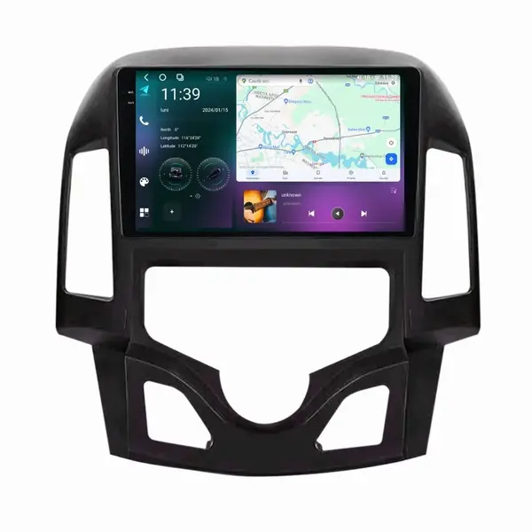 Navigatie dedicata cu Android Hyundai i30 2007 - 2012, clima automata, 12GB RAM, Radio GPS Dual Zone, Display 2K QLED 9.5" Touchscreen, Internet Wi-Fi si slot SIM 4G, Bluetooth, MirrorLink, USB