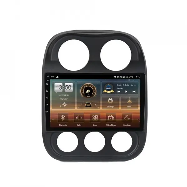Navigatie dedicata cu Android Jeep Compass I 2011 - 2016, 8GB RAM, Radio GPS Dual Zone, Display HD QLED 10" Touchscreen, Internet Wi-Fi si slot SIM 4G, Bluetooth, MirrorLink, USB