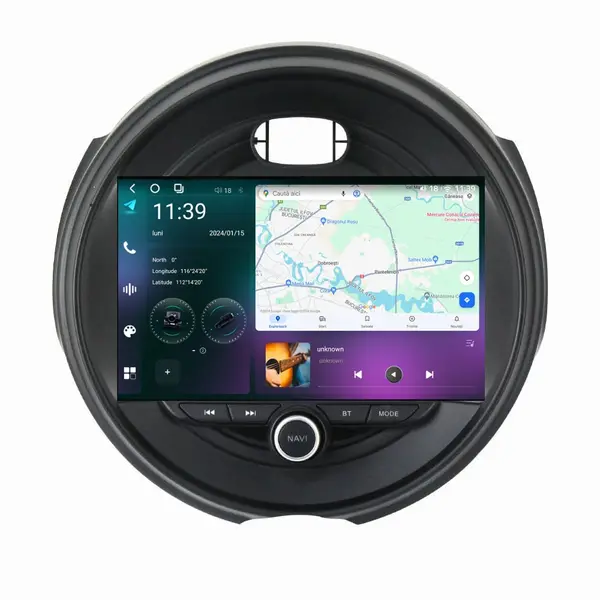 Navigatie dedicata cu Android Mini Clubman (F54) 2015 - 2020, 12GB RAM, Radio GPS Dual Zone, Display 2K QLED 9.5" Touchscreen, Internet Wi-Fi si slot SIM 4G, Bluetooth, MirrorLink, USB