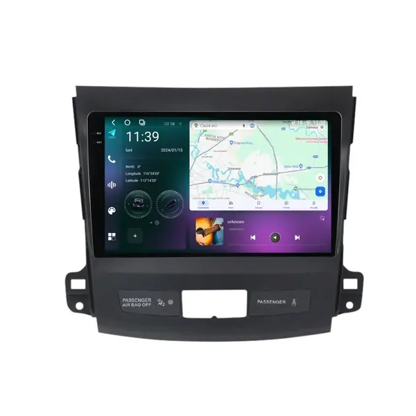 Navigatie dedicata cu Android Mitsubishi Outlander II 2006 - 2012, 12GB RAM, Radio GPS Dual Zone, Display 2K QLED 9.5" Touchscreen, Internet Wi-Fi si slot SIM 4G, Bluetooth, MirrorLink, USB