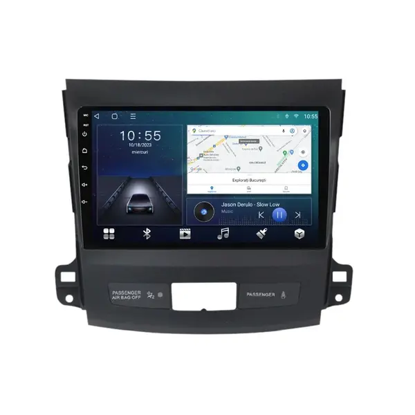 Navigatie dedicata cu Android Mitsubishi Outlander II 2006 - 2012, 2GB RAM, Radio GPS Dual Zone, Display HD QLED 9" Touchscreen, Internet Wi-Fi si slot SIM 4G, Bluetooth, MirrorLink, USB