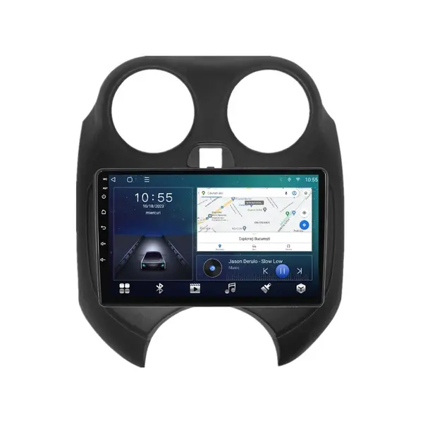 Navigatie dedicata cu Android Nissan Micra IV 2010 - 2013, 2GB RAM, Radio GPS Dual Zone, Display HD QLED 9" Touchscreen, Internet Wi-Fi si slot SIM 4G, Bluetooth, MirrorLink, USB
