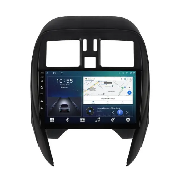 Navigatie dedicata cu Android Nissan Micra IV 2014 - 2017, 2GB RAM, Radio GPS Dual Zone, Display HD QLED 9" Touchscreen, Internet Wi-Fi si slot SIM 4G, Bluetooth, MirrorLink, USB