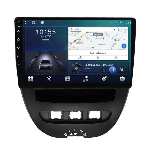 Navigatie dedicata cu Android Peugeot 107 2005 - 2014, 2GB RAM, Radio GPS Dual Zone, Display HD QLED 10" Touchscreen, Internet Wi-Fi si slot SIM 4G, Bluetooth, MirrorLink, USB