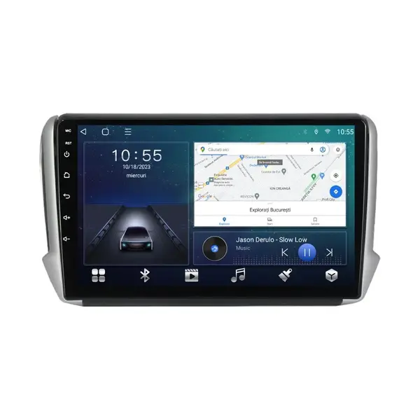Navigatie dedicata cu Android Peugeot 2008 I 2013 - 2019, 2GB RAM, Radio GPS Dual Zone, Display HD QLED 10" Touchscreen, Internet Wi-Fi si slot SIM 4G, Bluetooth, MirrorLink, USB