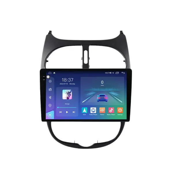 Navigatie dedicata cu Android Peugeot 206 1998 - 2009, 8GB RAM, Radio GPS Dual Zone, Display 2K QLED 9.5" Touchscreen, Internet Wi-Fi si slot SIM 4G, Bluetooth, MirrorLink, USB