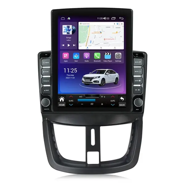 Navigatie dedicata cu Android Peugeot 206+ 2009 - 2014, 4GB RAM, Radio GPS Dual Zone, Touchscreen IPS 9.7" HD tip Tesla, Internet Wi-Fi si slot SIM 4G, Bluetooth, MirrorLink, USB