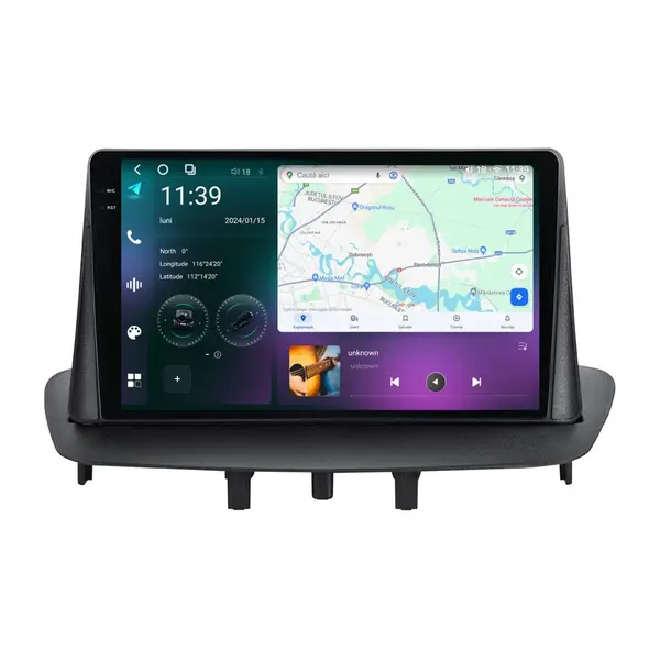 Navigatie dedicata cu Android Renault Megane III 2009 - 2016, 12GB RAM, Radio GPS Dual Zone, Display 2K QLED 9.5" Touchscreen, Internet Wi-Fi si slot SIM 4G, Bluetooth, MirrorLink, USB