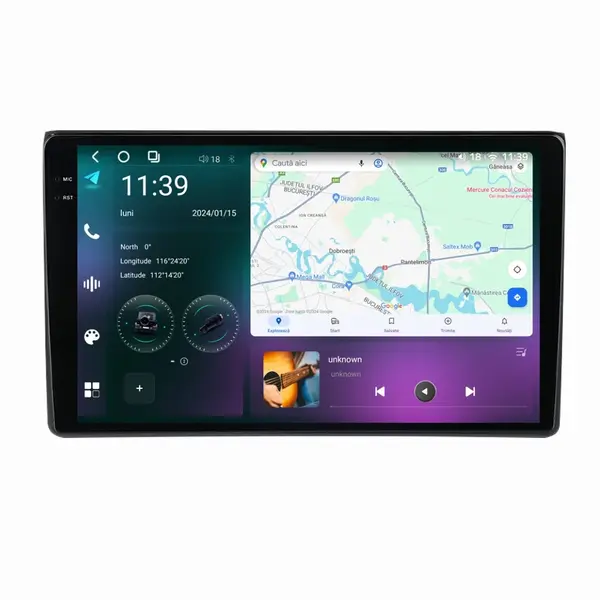 Navigatie dedicata cu Android Seat Exeo 2009 - 2013, 12GB RAM, Radio GPS Dual Zone, Display 2K QLED 9.5" Touchscreen, Internet Wi-Fi si slot SIM 4G, Bluetooth, MirrorLink, USB