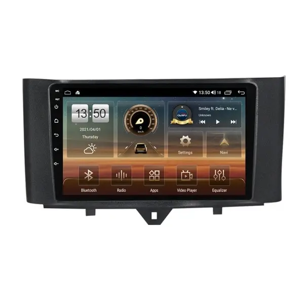 Navigatie dedicata cu Android Smart Fortwo 2011 - 2014, 4GB RAM, Radio GPS Dual Zone, Display HD QLED 9" Touchscreen, Internet Wi-Fi si slot SIM 4G, Bluetooth, MirrorLink, USB