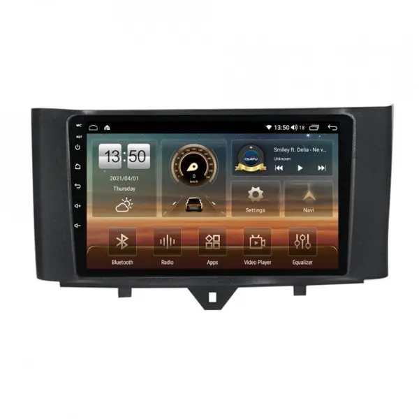 Navigatie dedicata cu Android Smart Fortwo 2011 - 2014, 8GB RAM, Radio GPS Dual Zone, Display HD QLED 9" Touchscreen, Internet Wi-Fi si slot SIM 4G, Bluetooth, MirrorLink, USB