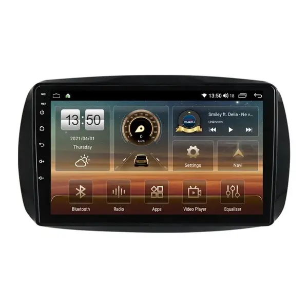Navigatie dedicata cu Android Smart Fortwo dupa 2014, 4GB RAM, Radio GPS Dual Zone, Display HD QLED 9" Touchscreen, Internet Wi-Fi si slot SIM 4G, Bluetooth, MirrorLink, USB