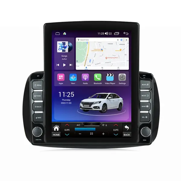 Navigatie dedicata cu Android Smart Fortwo dupa 2014, 4GB RAM, Radio GPS Dual Zone, Touchscreen IPS 9.7" HD tip Tesla, Internet Wi-Fi si slot SIM 4G, Bluetooth, MirrorLink, USB