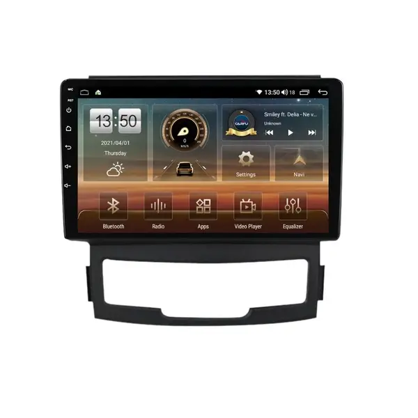 Navigatie dedicata cu Android Ssangyong Korando 2010 - 2013, 4GB RAM, Radio GPS Dual Zone, Display HD QLED 9" Touchscreen, Internet Wi-Fi si slot SIM 4G, Bluetooth, MirrorLink, USB