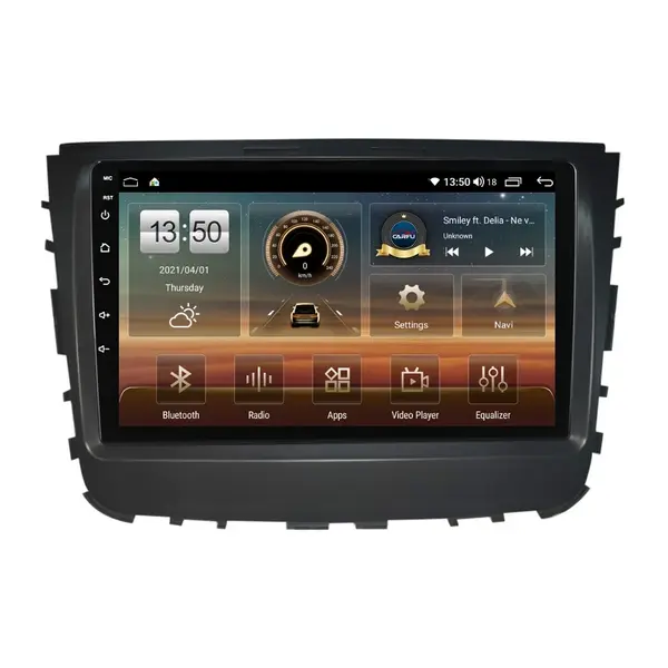 Navigatie dedicata cu Android Ssangyong Musso dupa 2018, 8GB RAM, Radio GPS Dual Zone, Display HD QLED 9" Touchscreen, Internet Wi-Fi si slot SIM 4G, Bluetooth, MirrorLink, USB