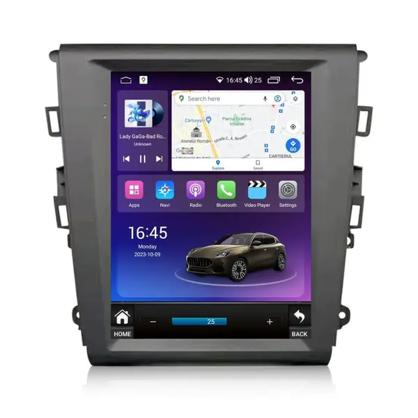 Navigatie dedicata cu Android tip tesla Ford Mondeo V dupa 2014, 8GB RAM, Radio GPS Dual Zone, Touchscreen IPS 9.7" HD, Internet Wi-Fi si slot SIM 4G, Bluetooth, MirrorLink, USB
