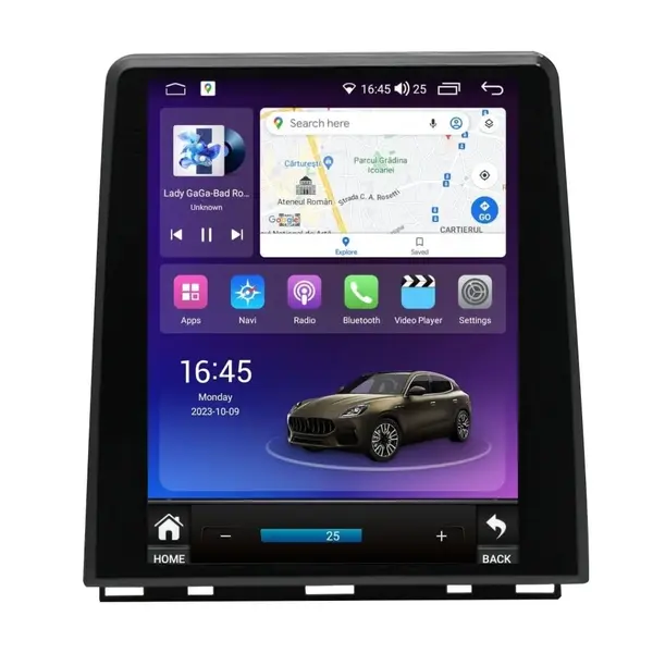 Navigatie dedicata cu Android tip tesla Renault Captur II dupa 2020, 8GB RAM, Radio GPS Dual Zone, Touchscreen IPS 9.7" HD, Internet Wi-Fi si slot SIM 4G, Bluetooth, MirrorLink, USB