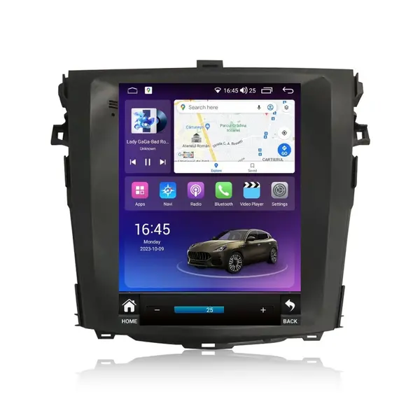 Navigatie dedicata cu Android tip tesla Toyota Corolla 2007 - 2013, 8GB RAM, Radio GPS Dual Zone, Touchscreen IPS 9.7" HD, Internet Wi-Fi si slot SIM 4G, Bluetooth, MirrorLink, USB