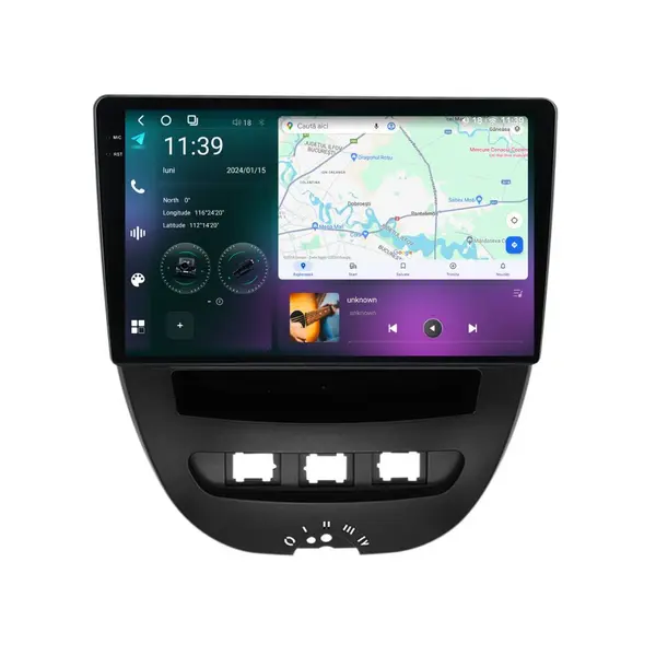 Navigatie dedicata cu Android Toyota Aygo 2005 - 2014, 12GB RAM, Radio GPS Dual Zone, Display 2K QLED 10.36" Touchscreen, Internet Wi-Fi si slot SIM 4G, Bluetooth, MirrorLink, USB