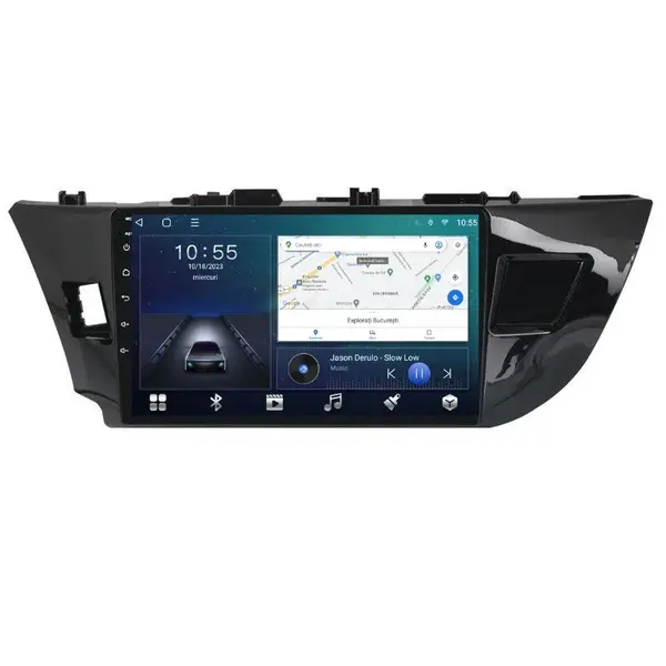 Navigatie dedicata cu Android Toyota Corolla 2013 - 2017, 2GB RAM, Radio GPS Dual Zone, Display HD QLED 10" Touchscreen, Internet Wi-Fi si slot SIM 4G, Bluetooth, MirrorLink, USB