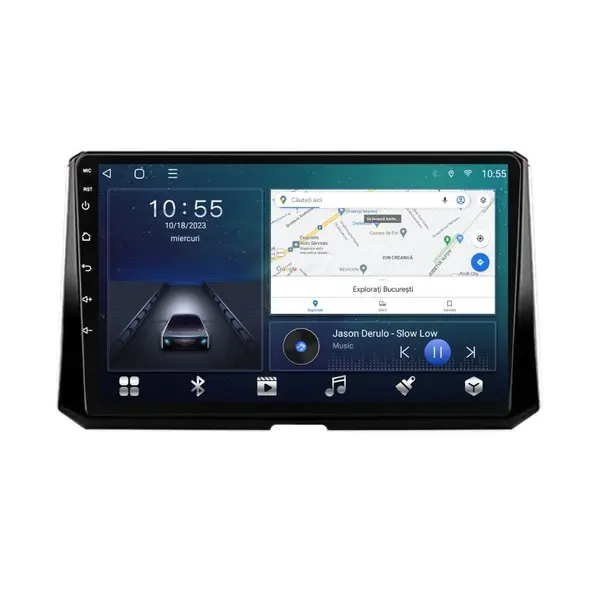Navigatie dedicata cu Android Toyota Corolla E21 dupa 2019, 2GB RAM, Radio GPS Dual Zone, Display HD QLED 10" Touchscreen, Internet Wi-Fi si slot SIM 4G, Bluetooth, MirrorLink, USB