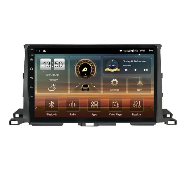 Navigatie dedicata cu Android Toyota Highlander 2013 - 2021, 8GB RAM, Radio GPS Dual Zone, Display HD QLED 10" Touchscreen, Internet Wi-Fi si slot SIM 4G, Bluetooth, MirrorLink, USB