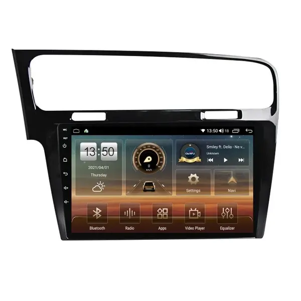 Navigatie dedicata cu Android VW Golf VII 2012 - 2019, negru, 4GB RAM, Radio GPS Dual Zone, Display HD QLED 10" Touchscreen, Internet Wi-Fi si slot SIM 4G, Bluetooth, MirrorLink, USB