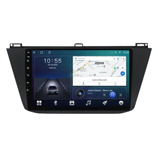 Navigatie dedicata cu Android VW Tiguan II dupa 2016, 2GB RAM, Radio GPS Dual Zone, Display HD QLED 10" Touchscreen, Internet Wi-Fi si slot SIM 4G, Bluetooth, MirrorLink, USB
