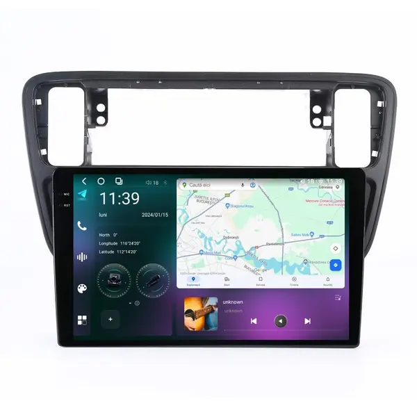 Navigatie dedicata cu Android VW UP 2011 - 2016, 12GB RAM, Radio GPS Dual Zone, Display 2K QLED 9.5" Touchscreen, Internet Wi-Fi si slot SIM 4G, Bluetooth, MirrorLink, USB