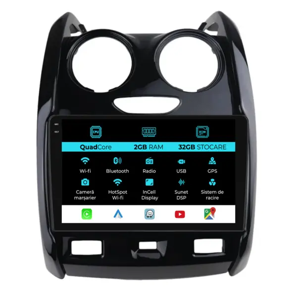 Navigatie Dedicata Dacia Duster (2010 - 2020), 9 Inch, 2Gb Ram, 32Gb Stocare, Android Auto, Carplay
