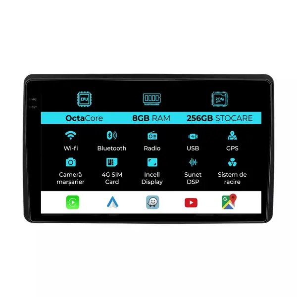 Navigatie Dedicata Dacia Duster (2018 - 2022), 10 Inch, 8Gb Ram, 256Gb Stocare, Android Auto, Carplay