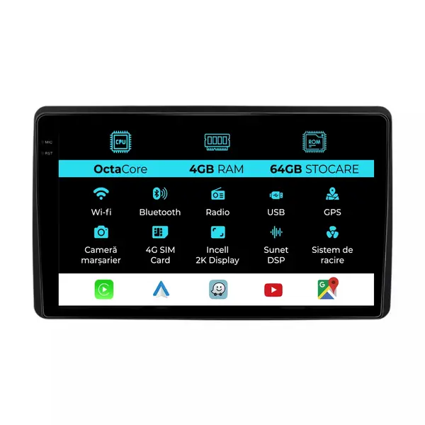 Navigatie Dedicata Dacia Duster (2018-2022), 2K, 4Gb Ram, 64Gb Stocare, Carplay