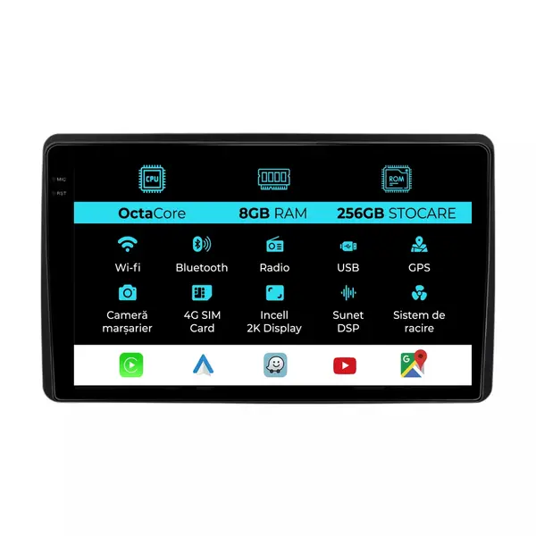 Navigatie Dedicata Dacia Duster (2018-2022), 2K, 8Gb Ram, 256Gb Stocare, Carplay