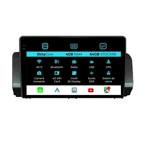 Navigatie Dedicata Dacia Logan Sandero Jogger (2021-2023), 2K, 4Gb Ram, 64Gb Stocare, Carplay