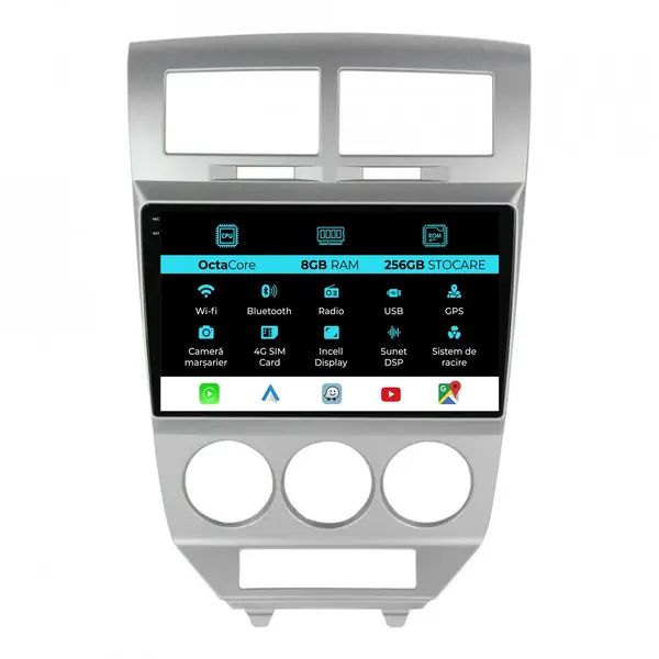 Navigatie Dedicata Dodge Caliber (2006-2010), 9 Inch, 8Gb Ram, 256Gb Stocare, Android Auto, Carplay