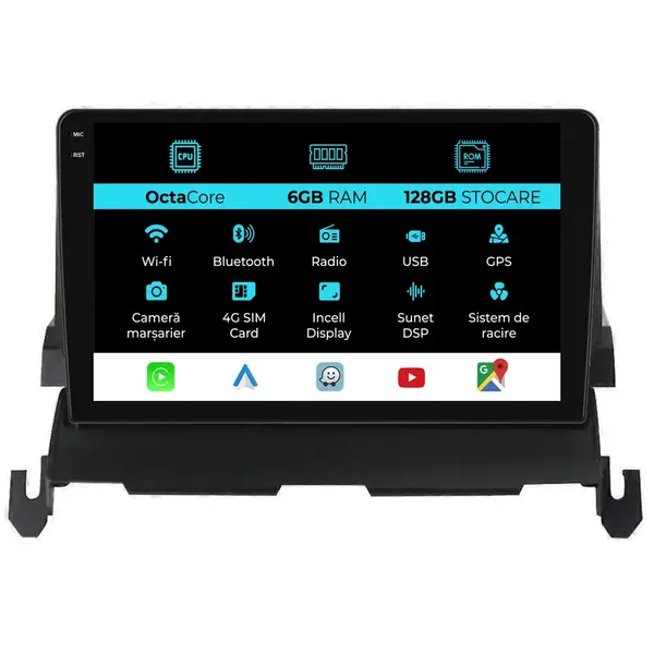 Navigatie Dedicata Dodge Journey (2009-2012), 9Inch, 6Gb Ram, 128Gb Stocare, Carplay