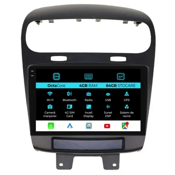 Navigatie Dedicata Dodge Journey (2012-2020), 9Inch, 4Gb Ram, 64Gb Stocare, Carplay