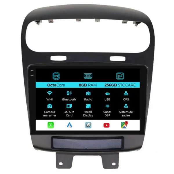 Navigatie Dedicata Dodge Journey (2012-2020), 9Inch, 8Gb Ram, 256Gb Stocare, Carplay