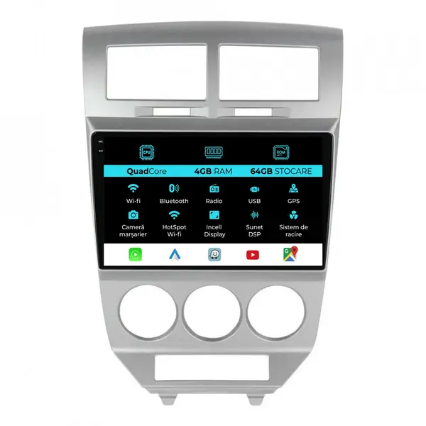 Navigatie Dedicata Dogde Caliber (2006-2010),QuadCore, 9Inch, 4Gb Ram, 64Gb Stocare, Carplay
