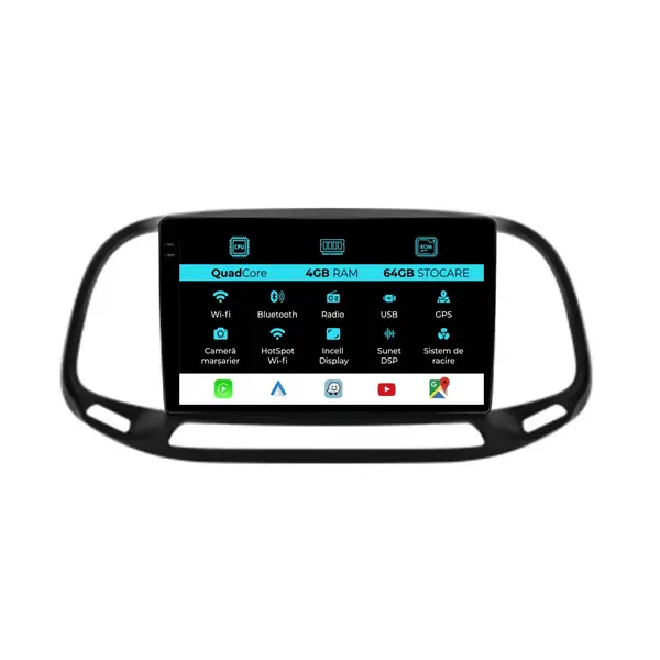 Navigatie Dedicata Fiat Doblo (2015-2019),QuadCore, 9Inch, 4Gb Ram, 64Gb Stocare, Carplay