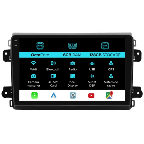 Navigatie Dedicata Fiat Ducato 2020+, 9Inch, 6Gb Ram, 128Gb Stocare, Carplay