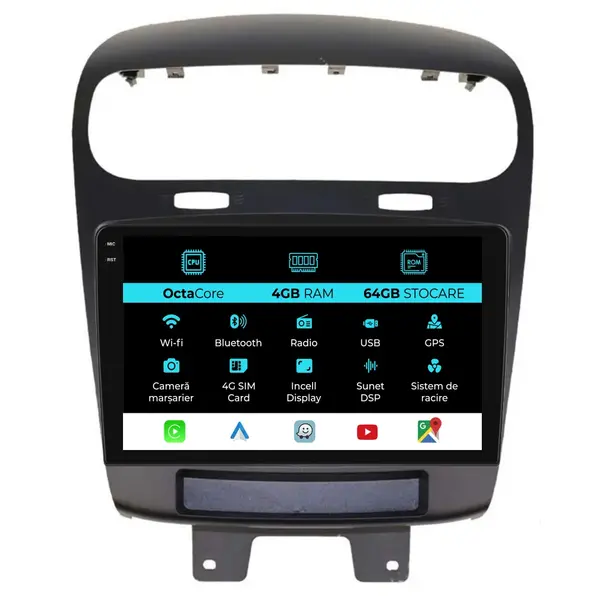 Navigatie Dedicata Fiat Freemont (2010-2016), 9 Inch, 4Gb Ram, 64Gb Stocare, Android Auto, Carplay