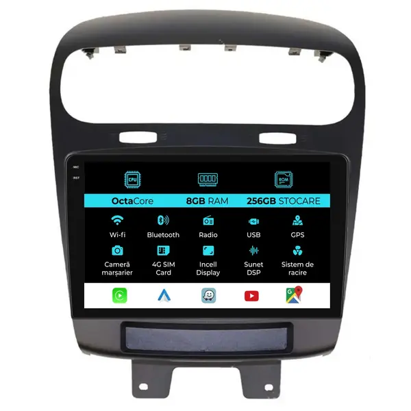 Navigatie Dedicata Fiat Freemont (2011-2020), 9Inch, 8Gb Ram, 256Gb Stocare, Carplay