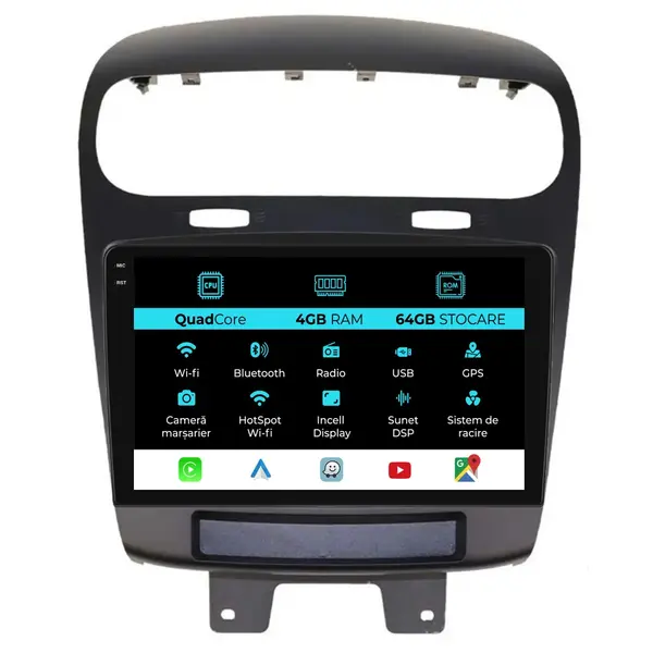 Navigatie Dedicata Fiat Freemont (2011-2020),QuadCore, 9Inch, 4Gb Ram, 64Gb Stocare, Carplay