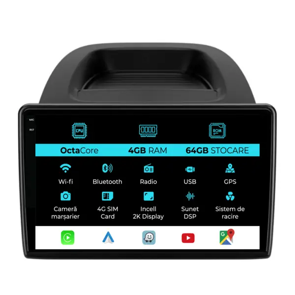 Navigatie Dedicata Ford Ecosport (2017-2025), 2K, 4Gb Ram, 64Gb Stocare, Carplay