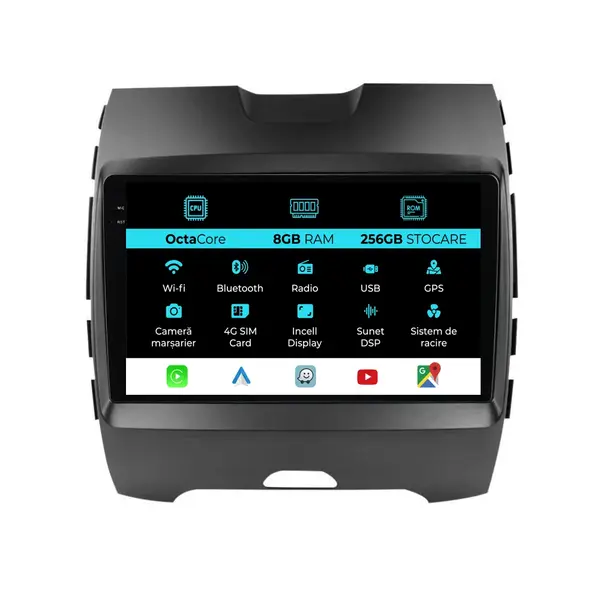 Navigatie Dedicata Ford Edge (2015 - 2021), 9 Inch, 8Gb Ram, 256Gb Stocare, Android Auto, Carplay