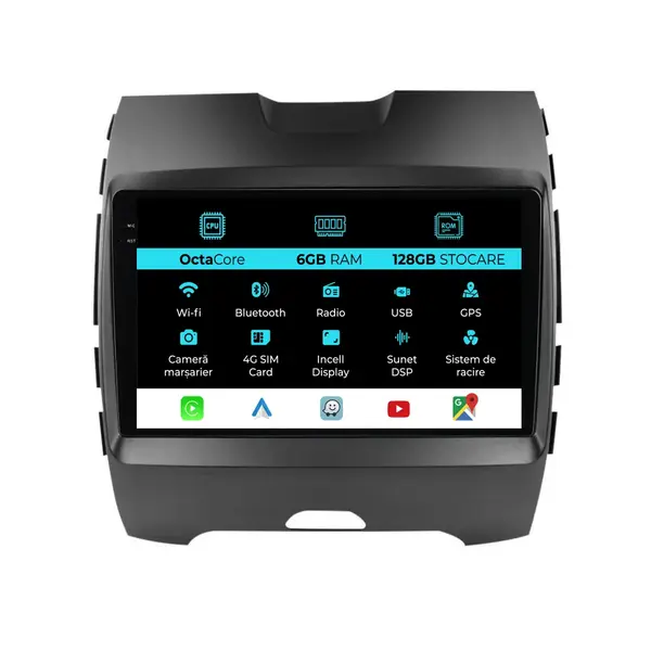 Navigatie Dedicata Ford Edge (2015-2021), 9Inch, 6Gb Ram, 128Gb Stocare, Carplay